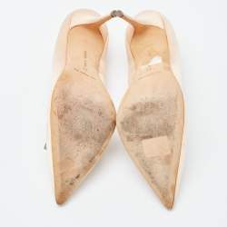 Pre Owned Manolo Blahnik Beige Satin Borlak Pumps Size 40