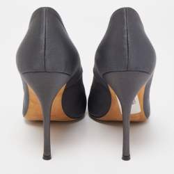 Manolo Blahnik Dark Grey Satin Crystal Embellished Pumps Size 39.5