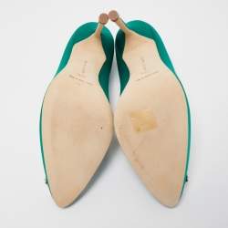 Manolo Blahnik Green Satin Hangisi Pumps Size 38.5