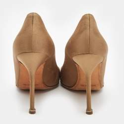 Pre Owned Manolo Blahnik Brown Satin Hangisi Pumps Size 40
