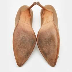 Pre Owned Manolo Blahnik Brown Satin Hangisi Pumps Size 40