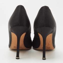 Pre Owned Manolo Blahnik Black Satin Hangisi Pumps Size 40