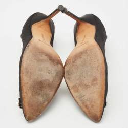 Pre Owned Manolo Blahnik Black Satin Hangisi Pumps Size 40