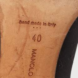 Pre Owned Manolo Blahnik Black Satin Hangisi Pumps Size 40