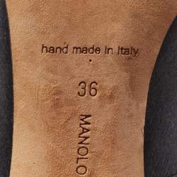 Pre Owned Manolo Blahnik Grey Satin Hangisi Pumps Size 36