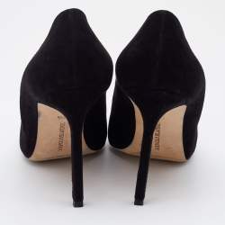 Pre Owned Manolo Blahnik Black Suede Pointed Toe BB Pumps Size 37.5