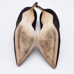Pre Owned Manolo Blahnik Black Suede Pointed Toe BB Pumps Size 37.5