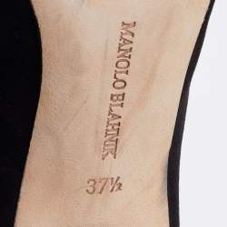 Pre Owned Manolo Blahnik Black Suede Pointed Toe BB Pumps Size 37.5