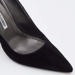 Pre Owned Manolo Blahnik Black Suede Pointed Toe BB Pumps Size 37.5