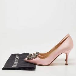 Manolo Blahnik Pink Satin Hangisi Pumps Size 35.5