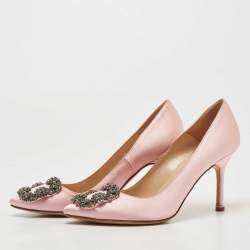 Manolo Blahnik Pink Satin Hangisi Pumps Size 35.5