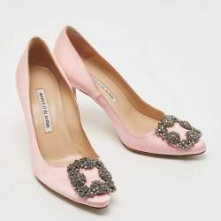 Manolo Blahnik Pink Satin Hangisi Pumps Size 35.5