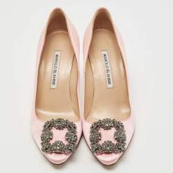 Manolo Blahnik Pink Satin Hangisi Pumps Size 35.5