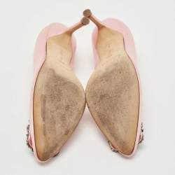 Manolo Blahnik Pink Satin Hangisi Pumps Size 35.5
