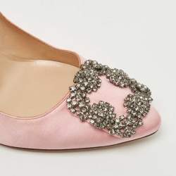 Manolo Blahnik Pink Satin Hangisi Pumps Size 35.5