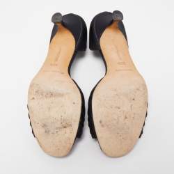 Pre Owned Manolo Blahnik Black Satin Sedaraby D'orsay Sandals Size 39.5