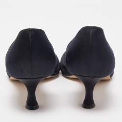 Pre Owned Manolo Blahnik Black Satin Sedaraby D'orsay Sandals Size 39.5