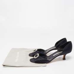 Pre Owned Manolo Blahnik Black Satin Sedaraby D'orsay Sandals Size 39.5