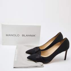 Pre Owned Manolo Blahnik Black Fabric Atlas Pumps Size 39.5