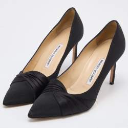 Pre Owned Manolo Blahnik Black Fabric Atlas Pumps Size 39.5