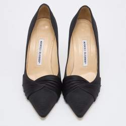 Pre Owned Manolo Blahnik Black Fabric Atlas Pumps Size 39.5