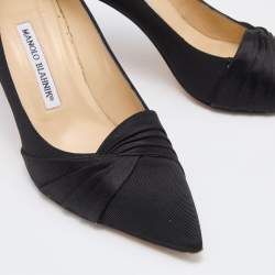 Pre Owned Manolo Blahnik Black Fabric Atlas Pumps Size 39.5