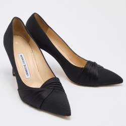 Pre Owned Manolo Blahnik Black Fabric Atlas Pumps Size 39.5