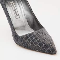 Pre Owned Manolo Blahnik Metallic Lurex Fabric BB Pumps Size 39.5