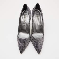 Pre Owned Manolo Blahnik Metallic Lurex Fabric BB Pumps Size 39.5