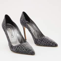 Pre Owned Manolo Blahnik Metallic Lurex Fabric BB Pumps Size 39.5