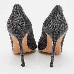 Pre Owned Manolo Blahnik Metallic Lurex Fabric BB Pumps Size 39.5