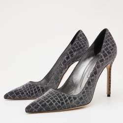 Pre Owned Manolo Blahnik Metallic Lurex Fabric BB Pumps Size 39.5