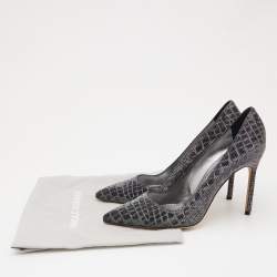 Pre Owned Manolo Blahnik Metallic Lurex Fabric BB Pumps Size 39.5