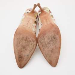 Pre Owned Manolo Blahnik Multicolor Butterfly Print Fabric Hangisi Pumps Size 41