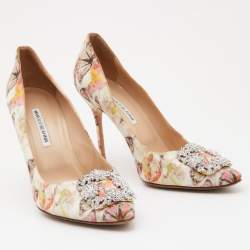 Pre Owned Manolo Blahnik Multicolor Butterfly Print Fabric Hangisi Pumps Size 41