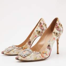 Pre Owned Manolo Blahnik Multicolor Butterfly Print Fabric Hangisi Pumps Size 41