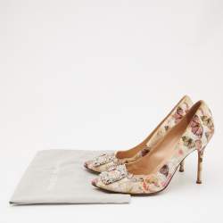 Pre Owned Manolo Blahnik Multicolor Butterfly Print Fabric Hangisi Pumps Size 41