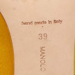 Pre Owned Manolo Blahnik Yellow Satin Nadira Pumps Size 39