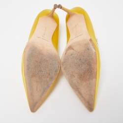 Pre Owned Manolo Blahnik Yellow Satin Nadira Pumps Size 39