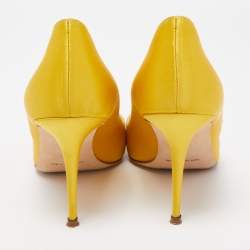 Pre Owned Manolo Blahnik Yellow Satin Nadira Pumps Size 39