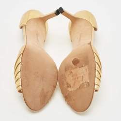 Pre Owned Manolo Blahnik Gold Leather Sedaraby Pumps Size 39
