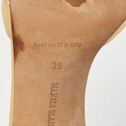 Pre Owned Manolo Blahnik Gold Leather Sedaraby Pumps Size 39
