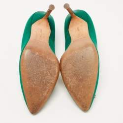 Manolo Blahnik Green Satin Hangisi Pumps Size 38