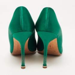 Manolo Blahnik Green Satin Hangisi Pumps Size 38