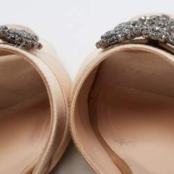 Pre Owned Manolo Blahnik Beige Satin Martamod Slide Sandals Size 41