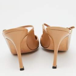 Pre Owned Manolo Blahnik Beige Leather and Tweed Slingback Sandals Size 40