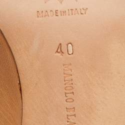 Pre Owned Manolo Blahnik Beige Leather and Tweed Slingback Sandals Size 40