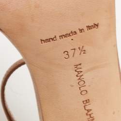 Pre Owned Manolo Blahnik Beige Satin Sidina Sandals Size 37.5