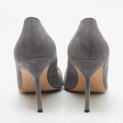Pre Owned Manolo Blahnik Grey Suede BB Pointed Toe Pumps Size 38.5