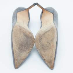 Pre Owned Manolo Blahnik Grey Suede BB Pointed Toe Pumps Size 38.5